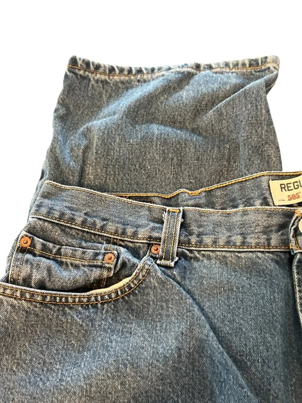 Levis 505 Regular Fit Jeans W42 L29 Blue Denim Mens